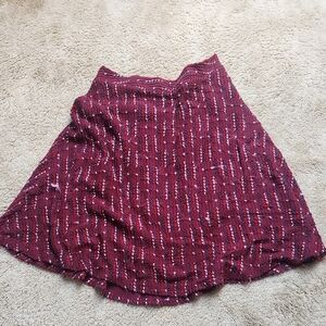 Anthropologie Burgundy Patterned A-Line Skirt